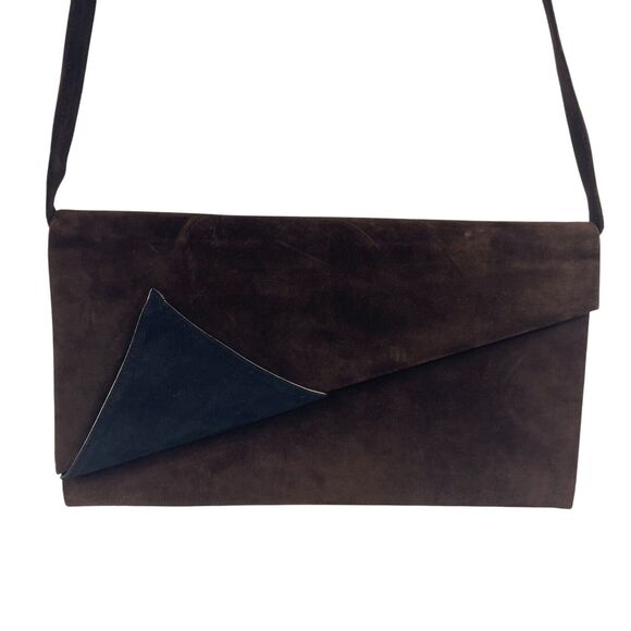 VTG Mr. Jay Brown Suede Messenger Clutch Crossbody Purse Evening Bag Old Money - Picture 2 of 9